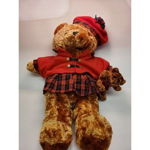 Atico International Teddy Bear w/ Baby Bear Red Plaid Clothes and Hat